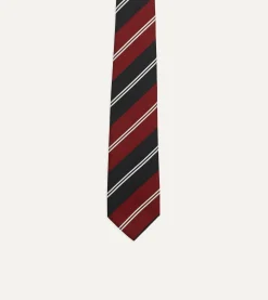 Drake’s Red, Navy And White Regimental Stripe Mogador Tipped Tie