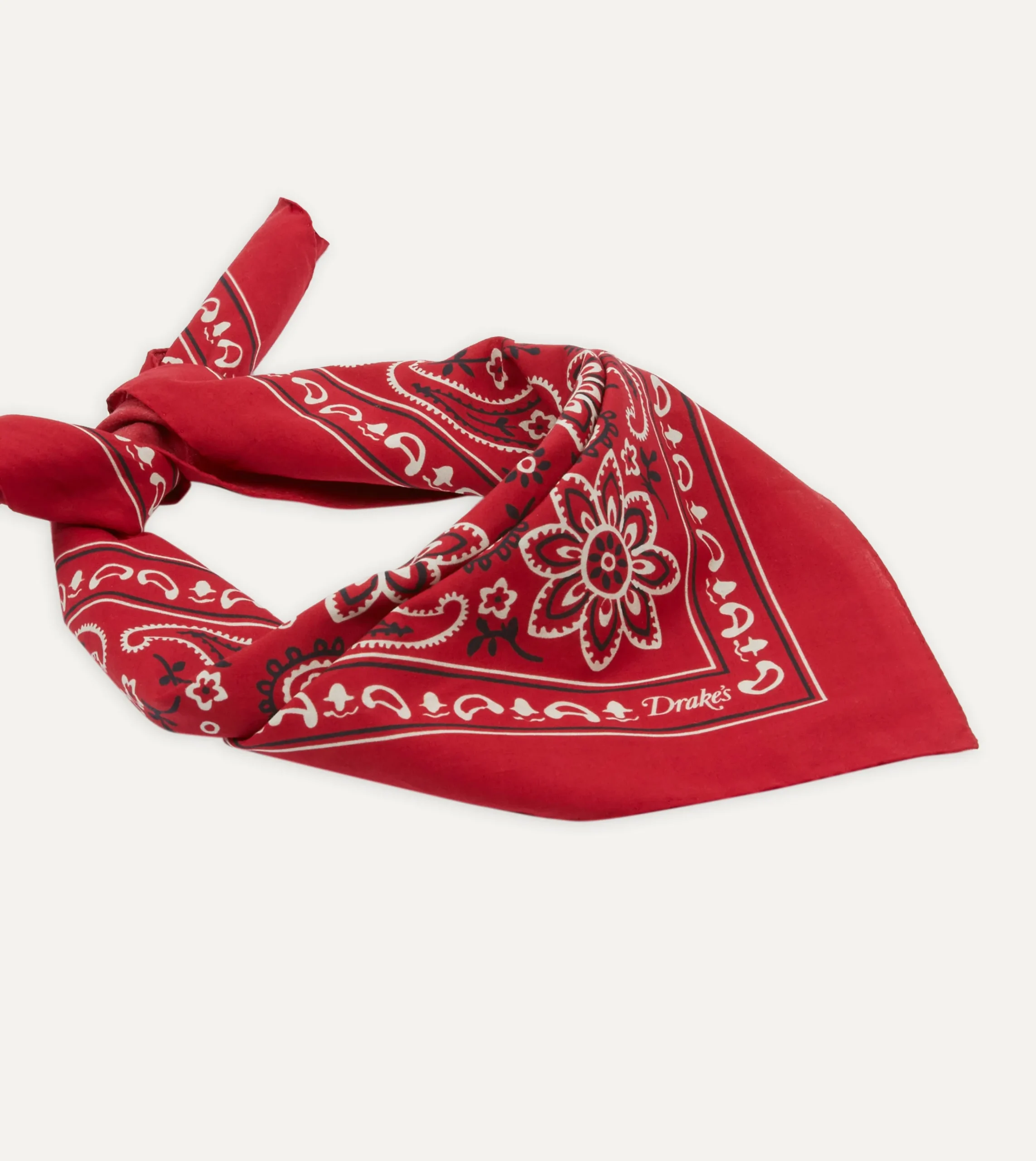 Drake’s Paisley Print Cotton Bandana