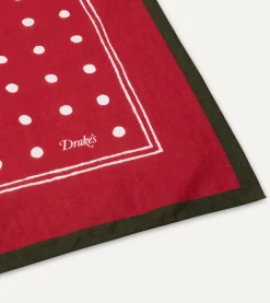 Drake’s Red Polka Dot Print Bandana