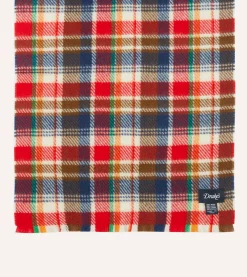 Drake’s Red Tartan Check Wool Scarf