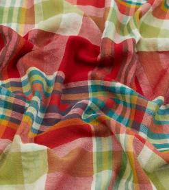 Drake’s Red Tartan Check Wool Scarf