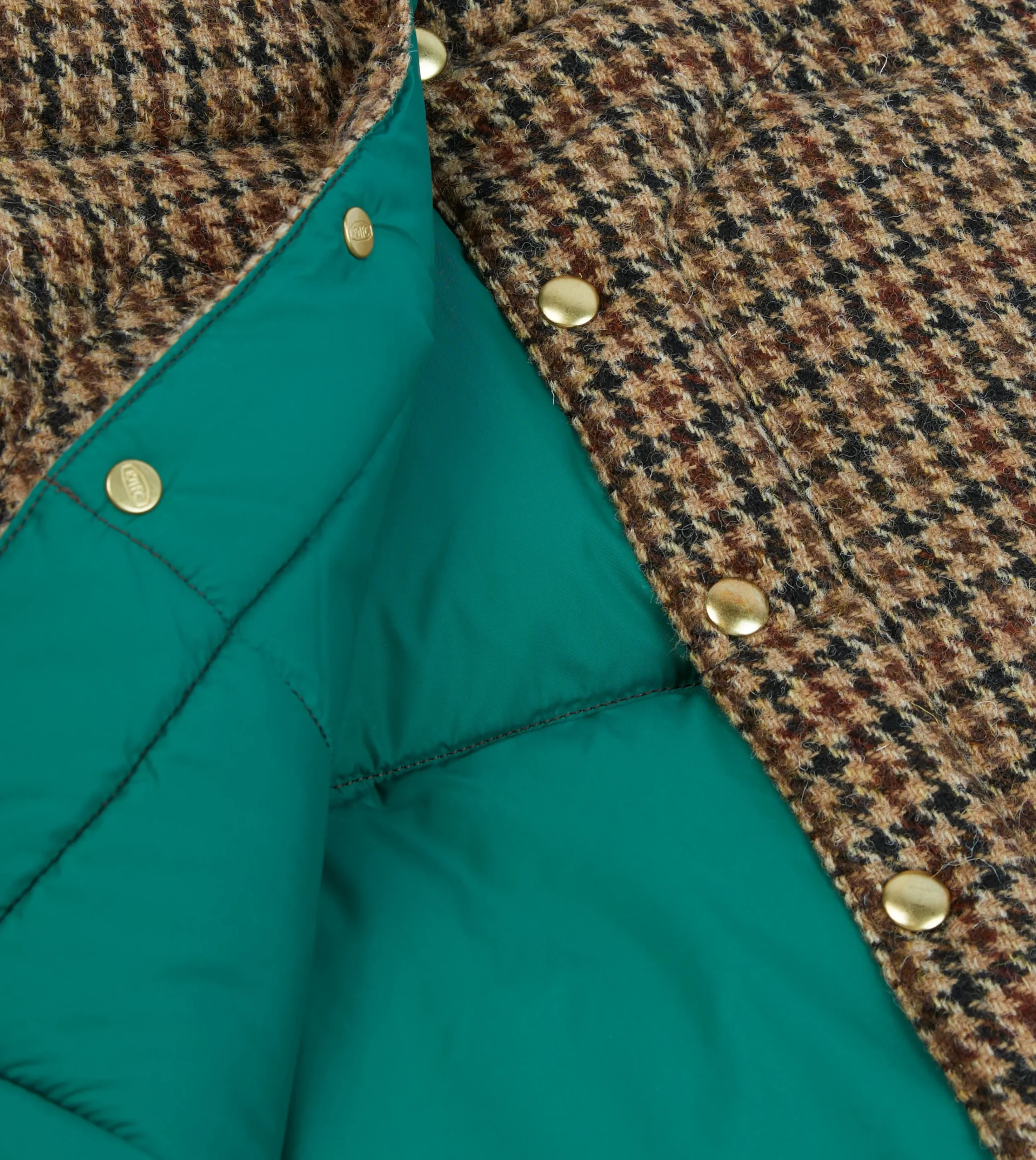 Drake’s Rocky Mountain Featherbed For Drake's Houndstooth Check Harris Tweed Christy Down Vest