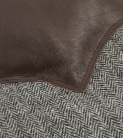 Drake’s Rocky Mountain Featherbed For Drake's Herringbone Harris Tweed Leather Christy Down Vest