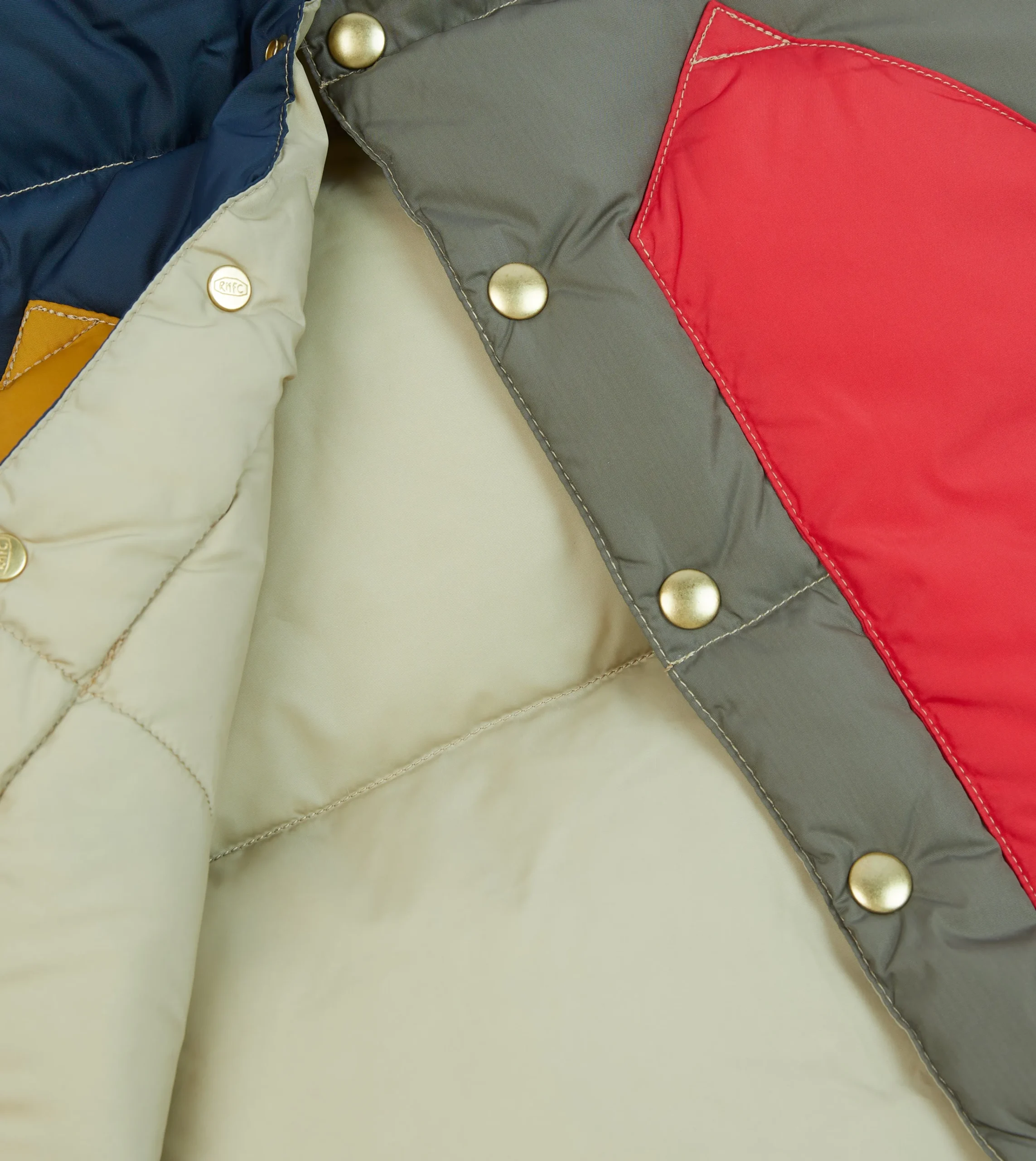 Drake’s Rocky Mountain Featherbed For Drake's Colour Block Nylon Christy Down Vest