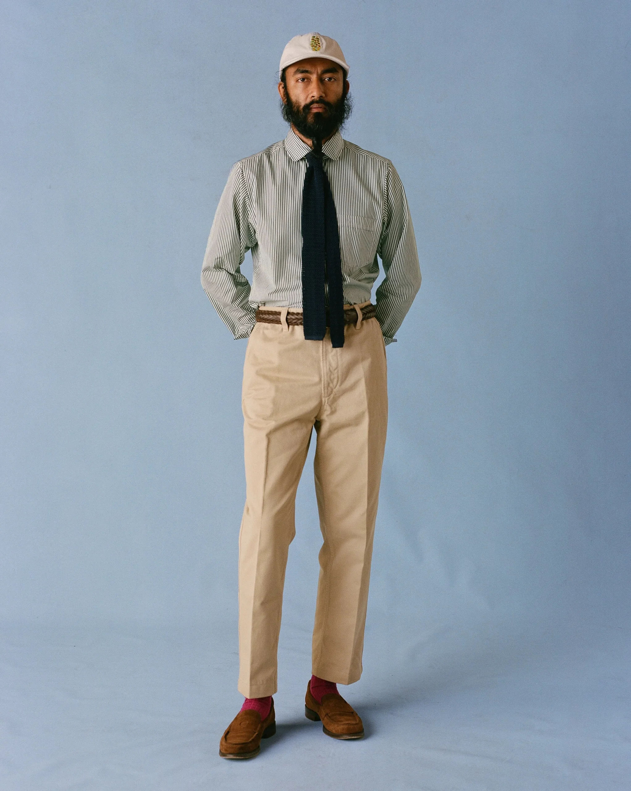 Drake’s Textured Cotton Flat Front Chino