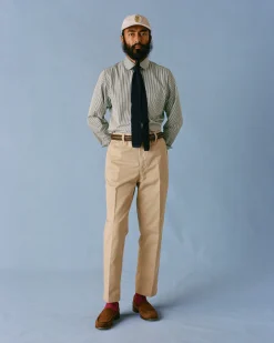 Drake’s Textured Cotton Flat Front Chino