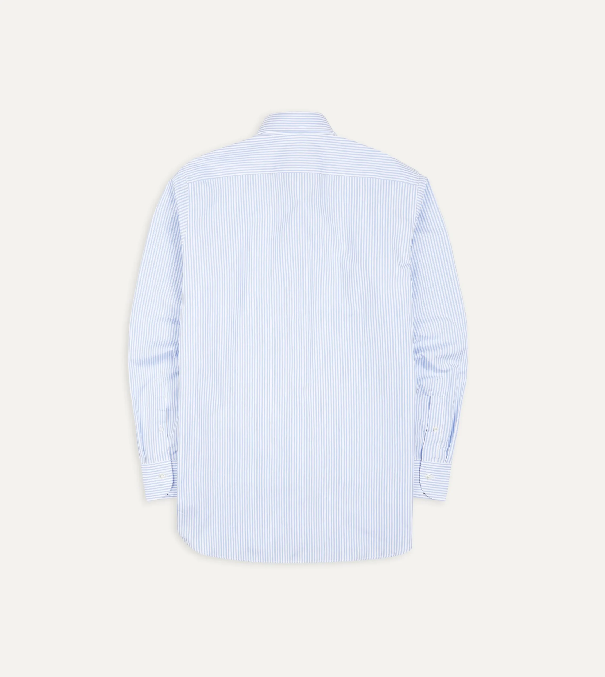 Drake’s And White Bengal Stripe Spread Collar Cotton Poplin Shirt