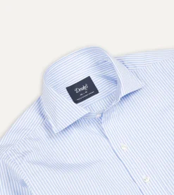 Drake’s And White Bengal Stripe Spread Collar Cotton Poplin Shirt