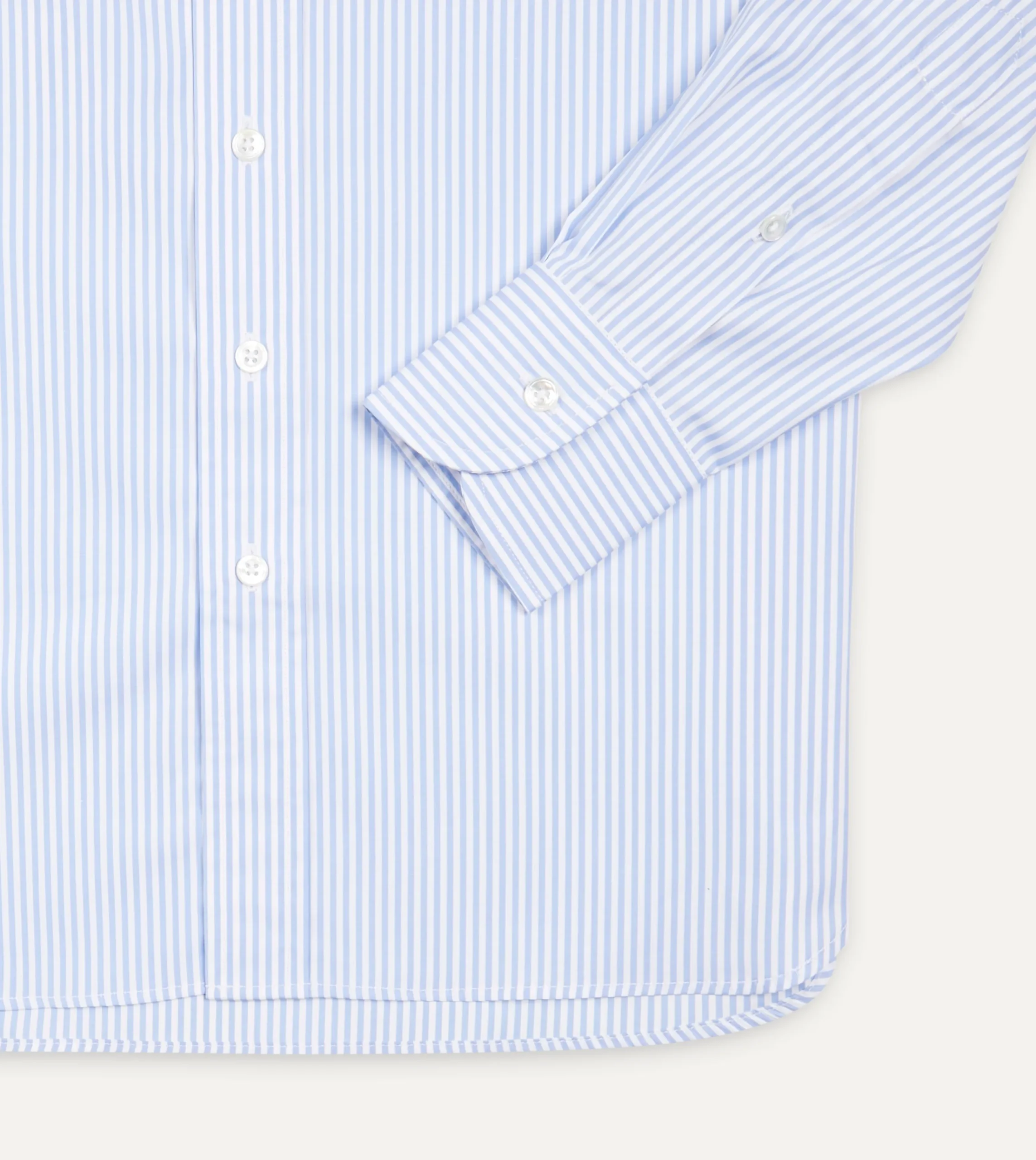 Drake’s And White Bengal Stripe Spread Collar Cotton Poplin Shirt