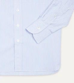 Drake’s And White Bengal Stripe Spread Collar Cotton Poplin Shirt