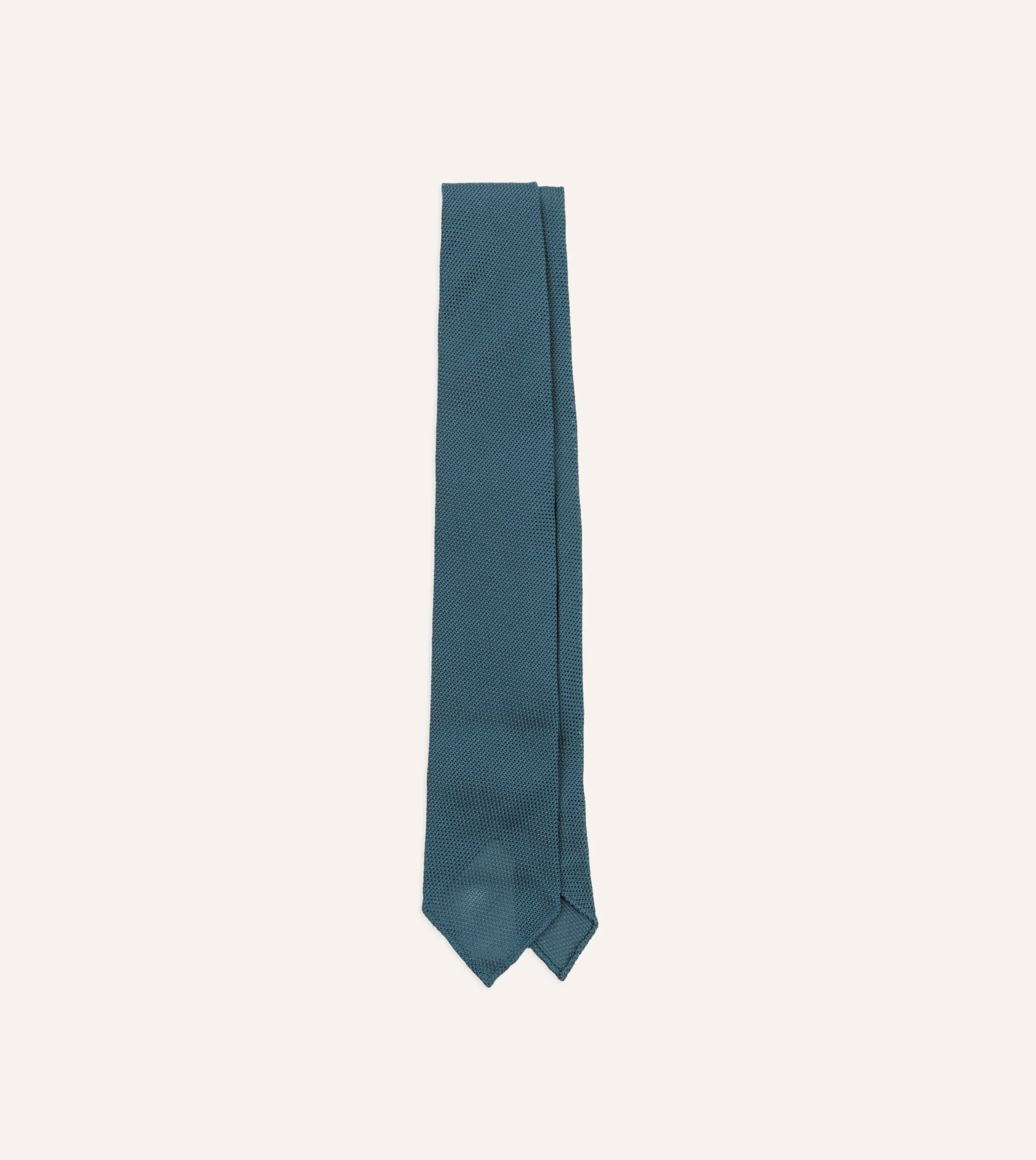 Drake’s Sky Blue Fine Woven Grenadine Silk Hand Rolled Tie