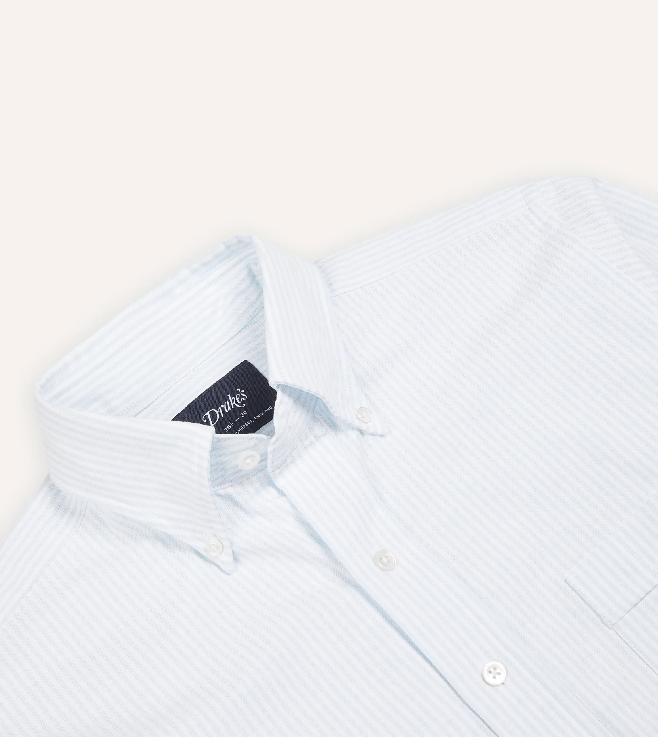 Drake’s Ticking Stripe Cotton Oxford Cloth Button-Down Shirt