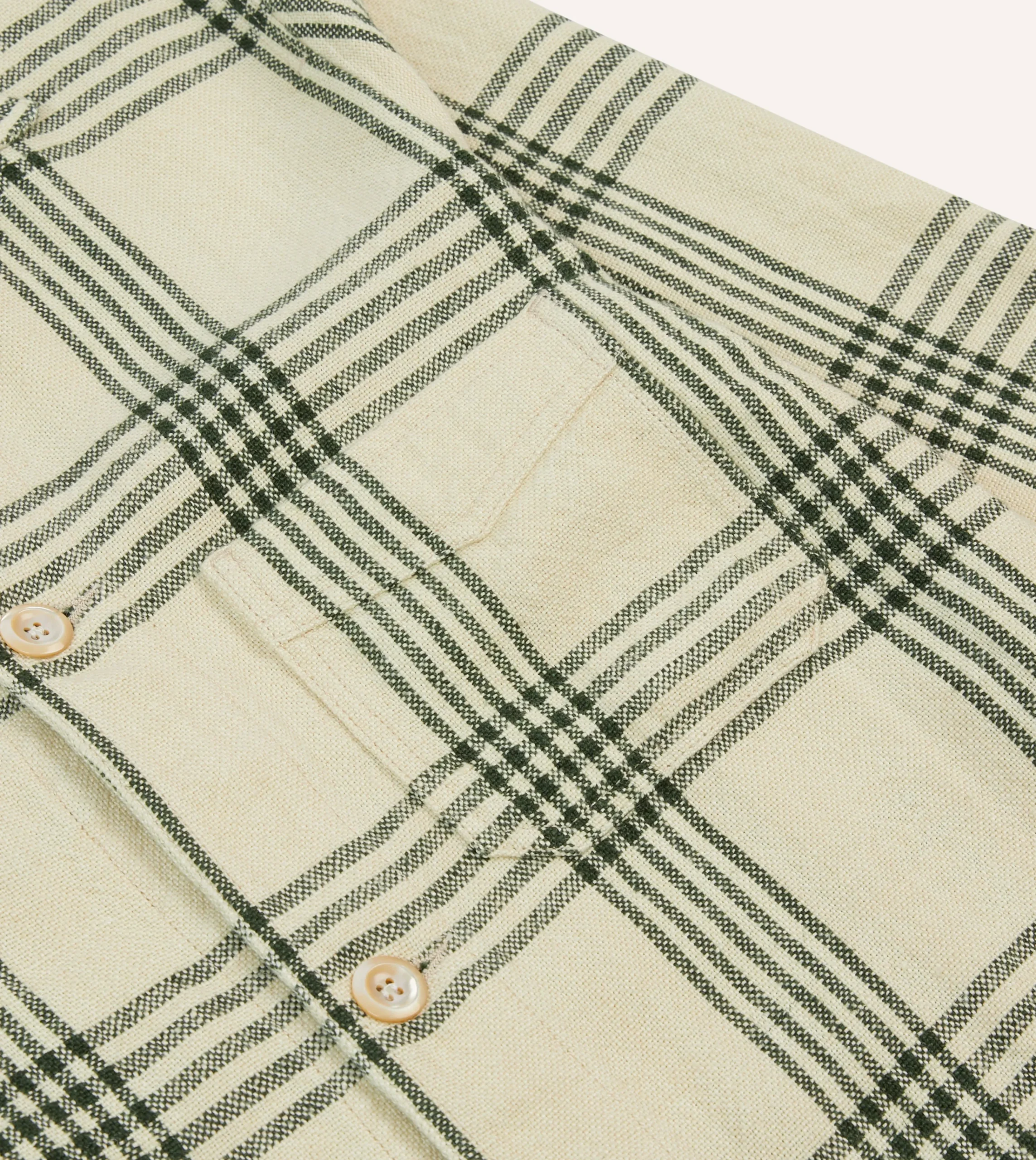 Drake’s St. JOHN By Drake's Green Check Linen Five-Pocket Chore Jacket