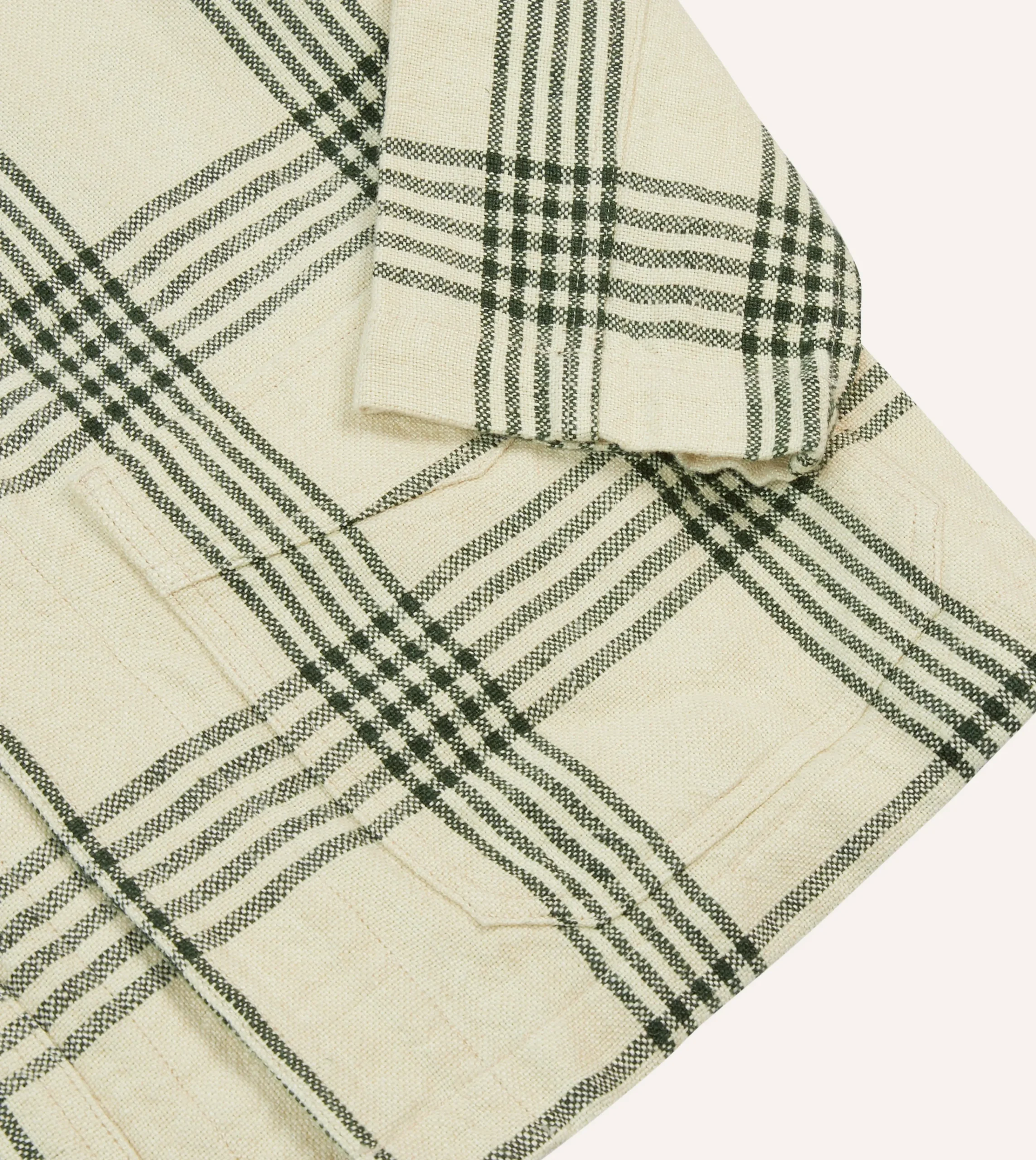 Drake’s St. JOHN By Drake's Green Check Linen Five-Pocket Chore Jacket