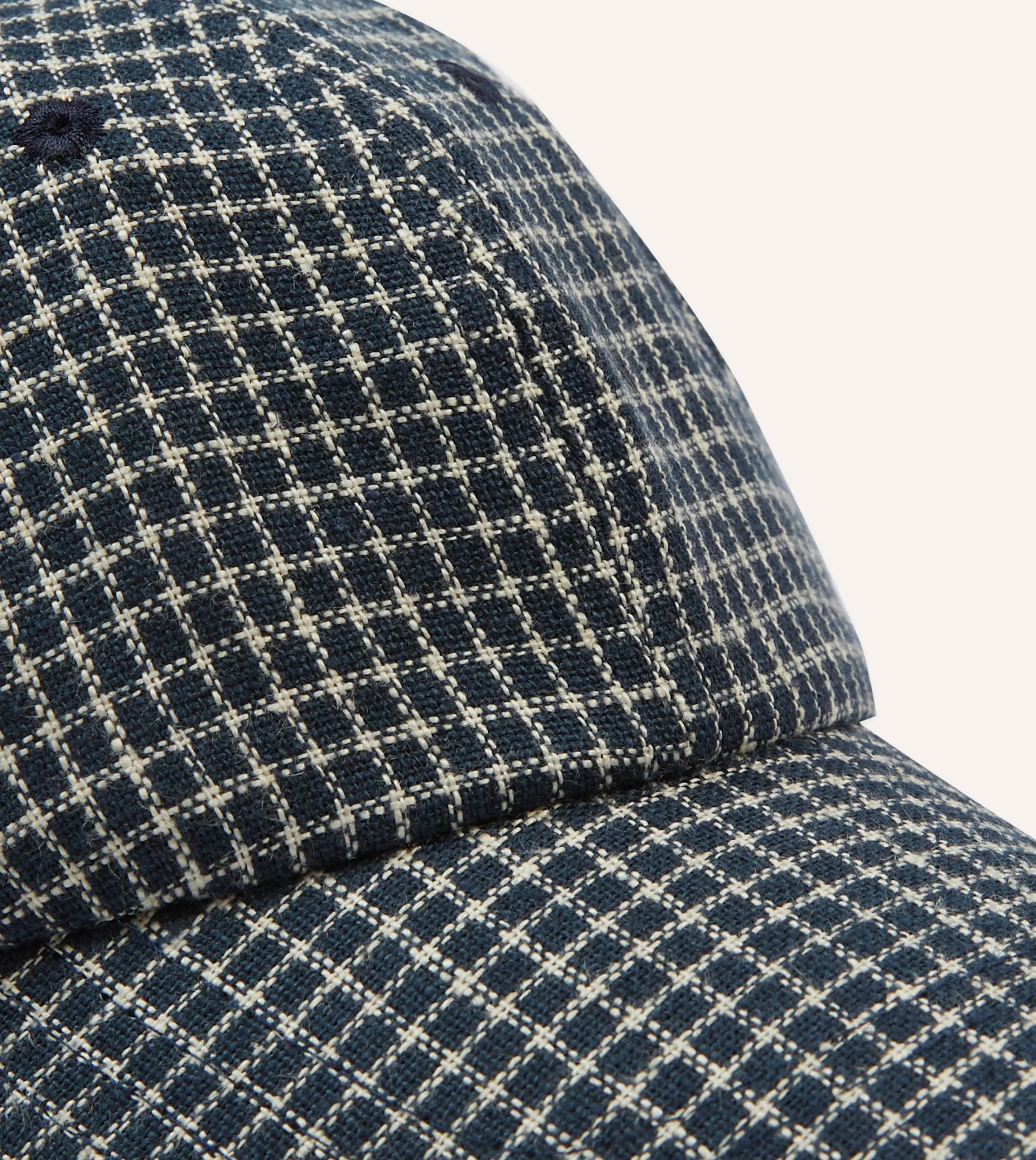 Drake’s St. JOHN By Drake's Navy Checked Baseball Cap