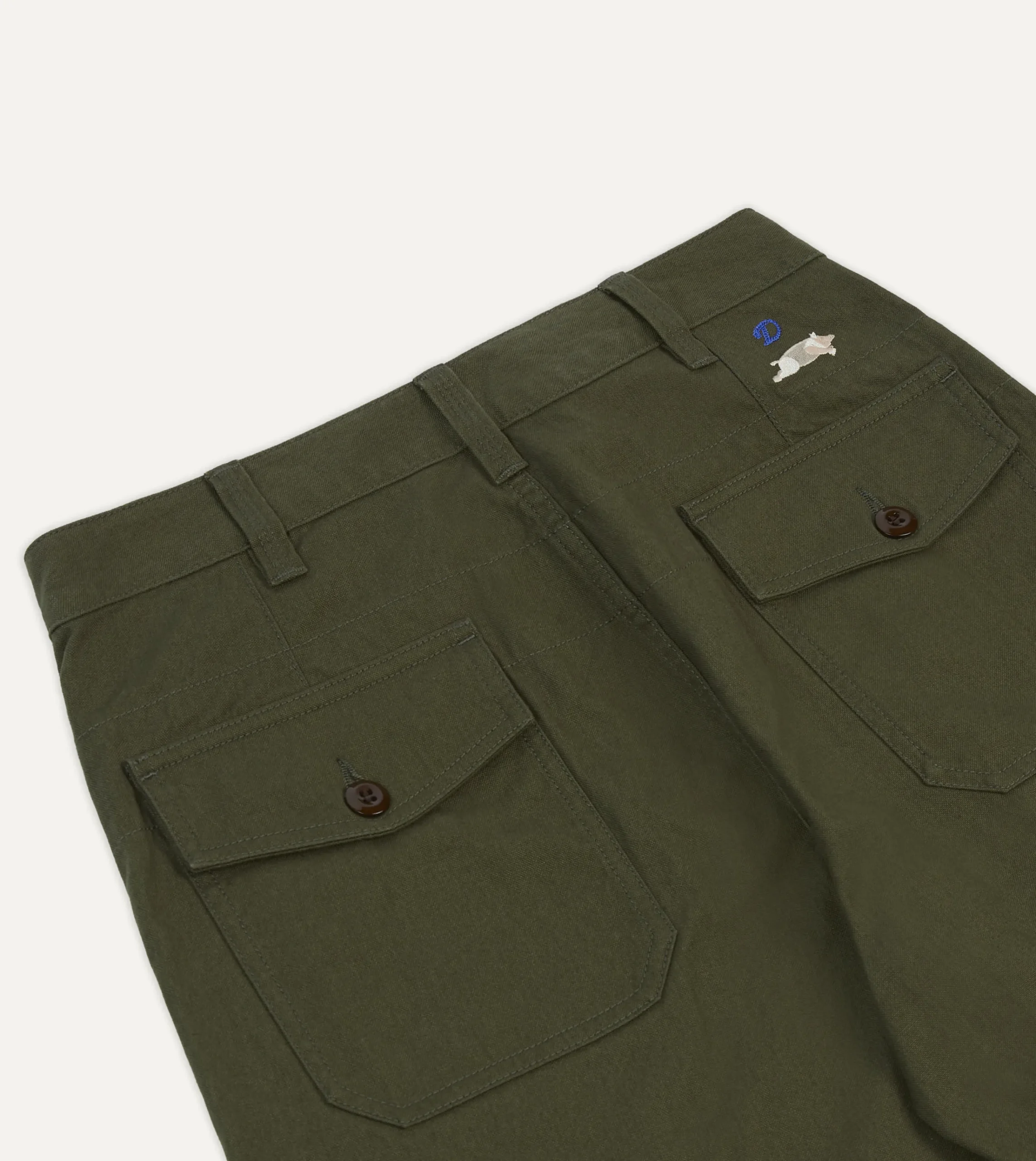 Drake’s St. JOHN By Drake's Olive Cotton Fatigue Trouser
