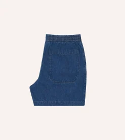 Drake’s Stone Wash Indigo Cotton Drawstring Shorts