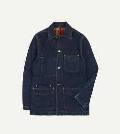 Drake’s Stone Wash Selvedge Denim Five-Pocket Chore Jacket With Blanket Lining