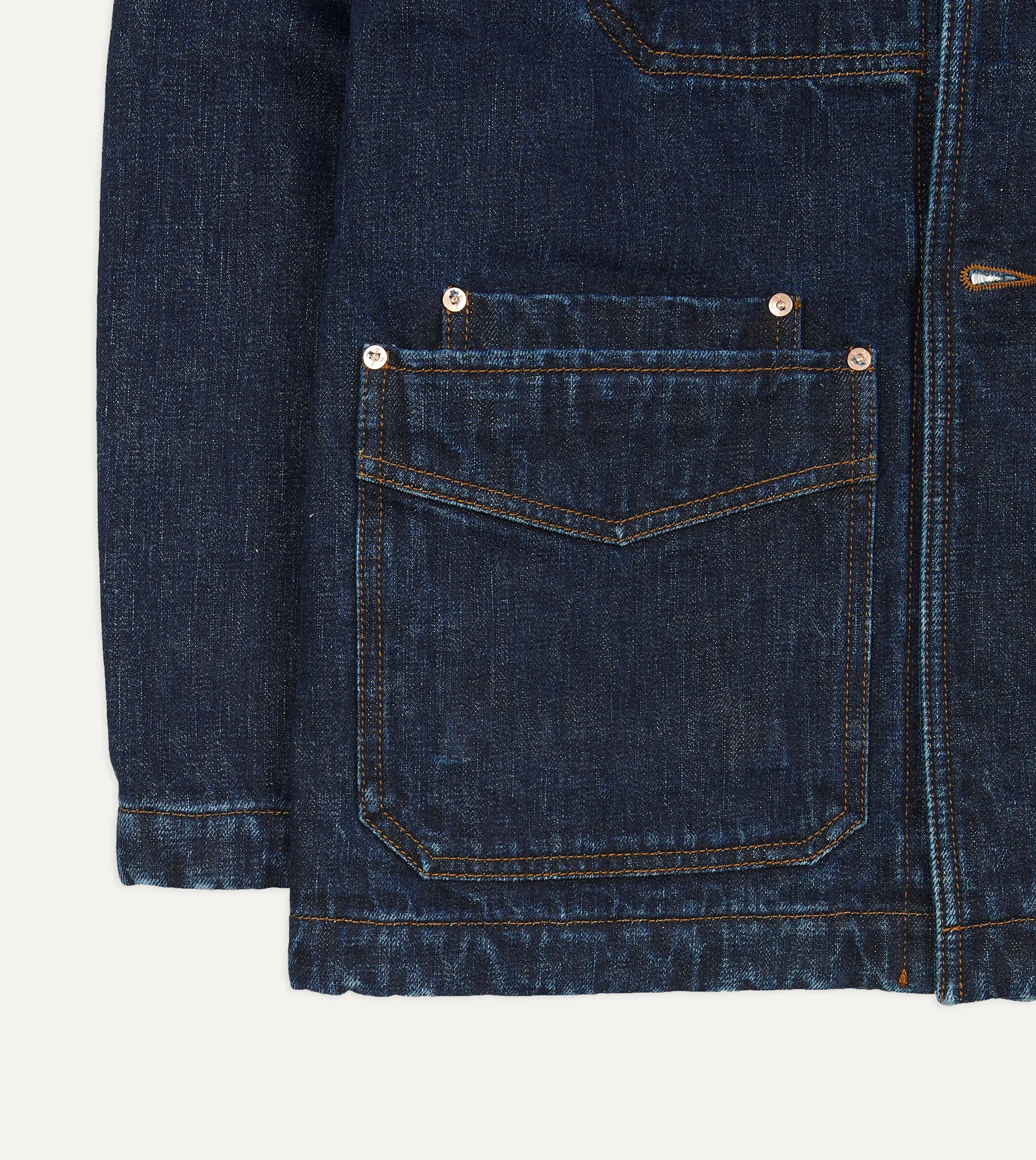 Drake’s Stone Wash Selvedge Denim Five-Pocket Chore Jacket With Blanket Lining