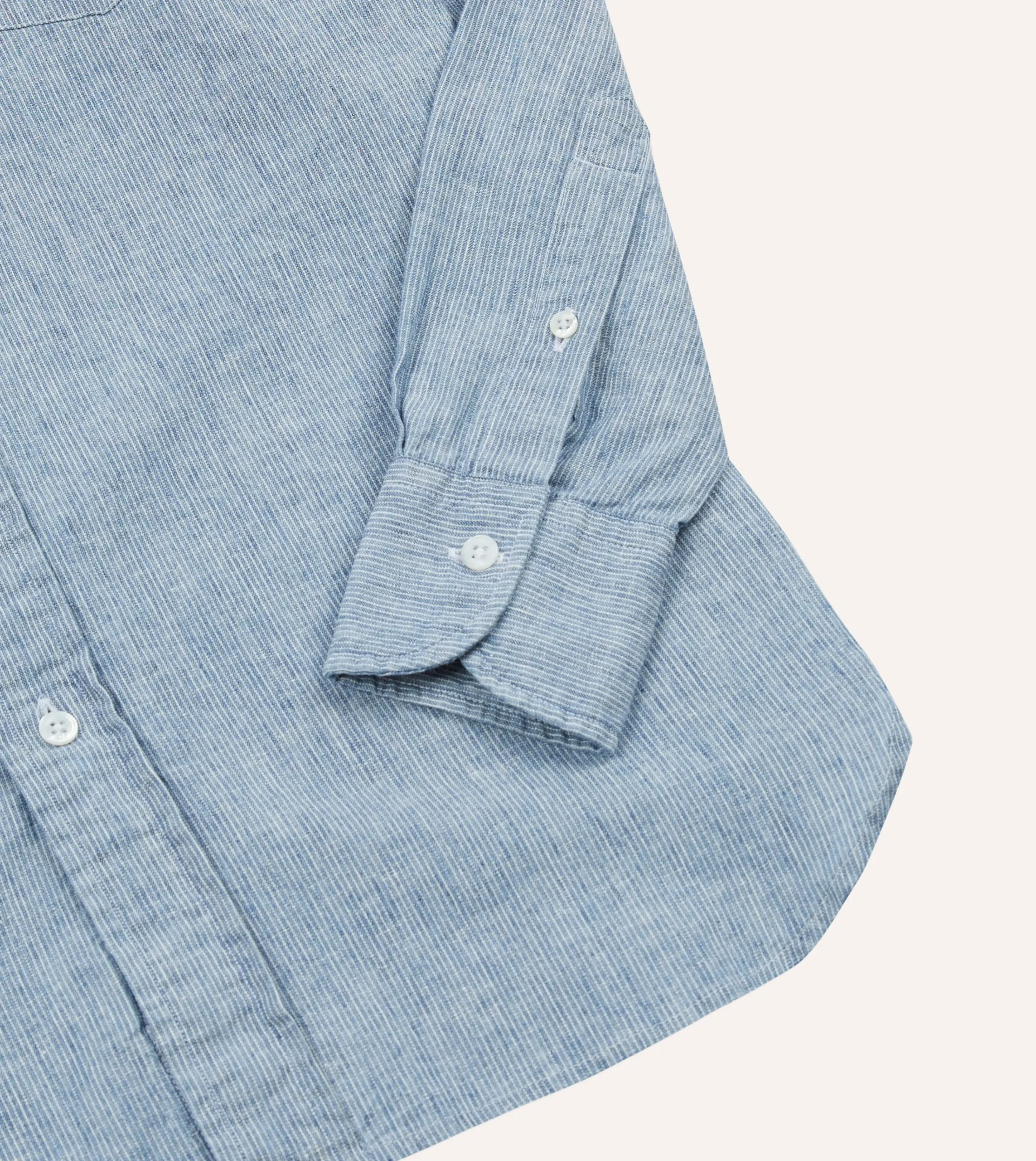 Drake’s Striped Denim Cotton Button-Down Shirt
