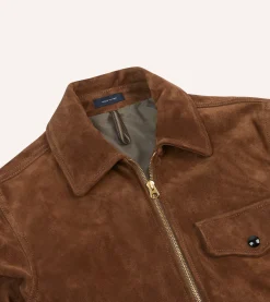 Drake’s Tobacco Heavyweight Suede A-2 Bomber Jacket