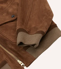 Drake’s Tobacco Heavyweight Suede A-2 Bomber Jacket