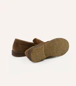 Drake’s Suede Canal Penny Loafer With Crepe Sole