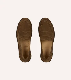 Drake’s Suede Canal Penny Loafer With Crepe Sole