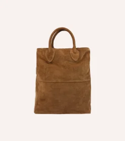 Drake’s Tobacco Suede Tote Bag