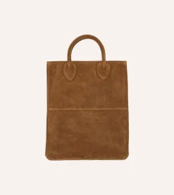 Drake’s Tobacco Suede Tote Bag