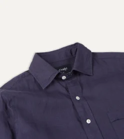 Drake’s Linen Spread Collar Shirt