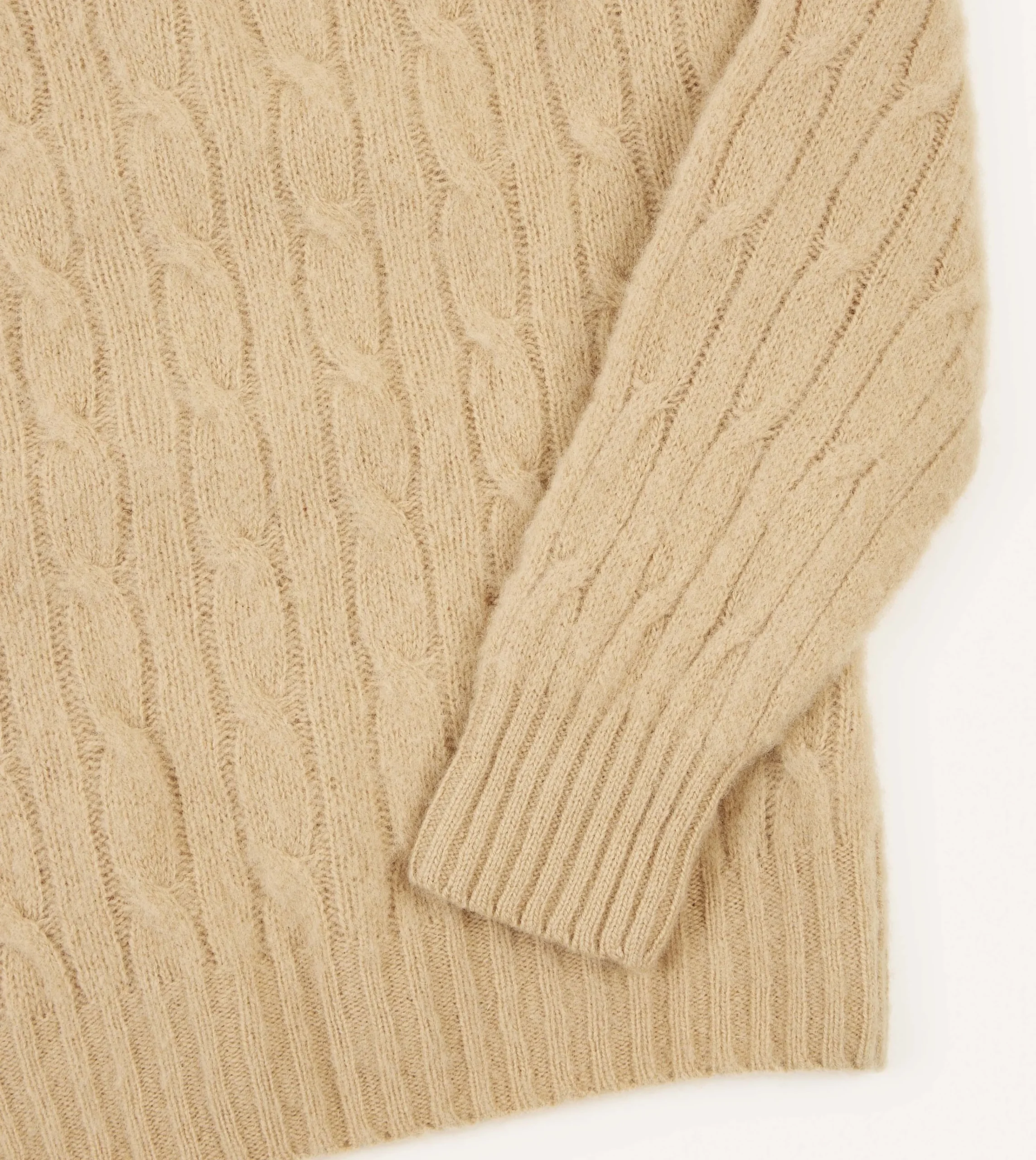 Drake’s Brushed Shetland Cable Knit Crew Neck Jumper