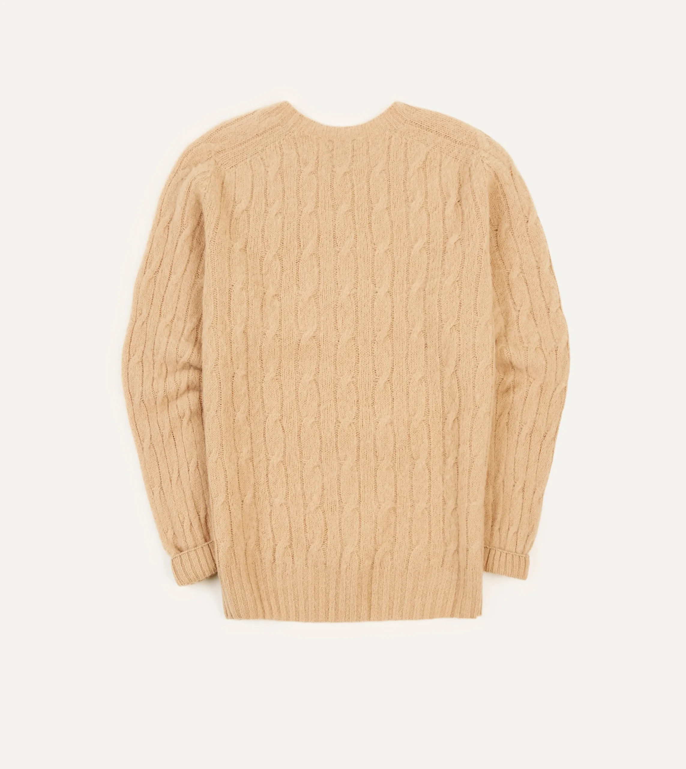 Drake’s Brushed Shetland Cable Knit Crew Neck Jumper