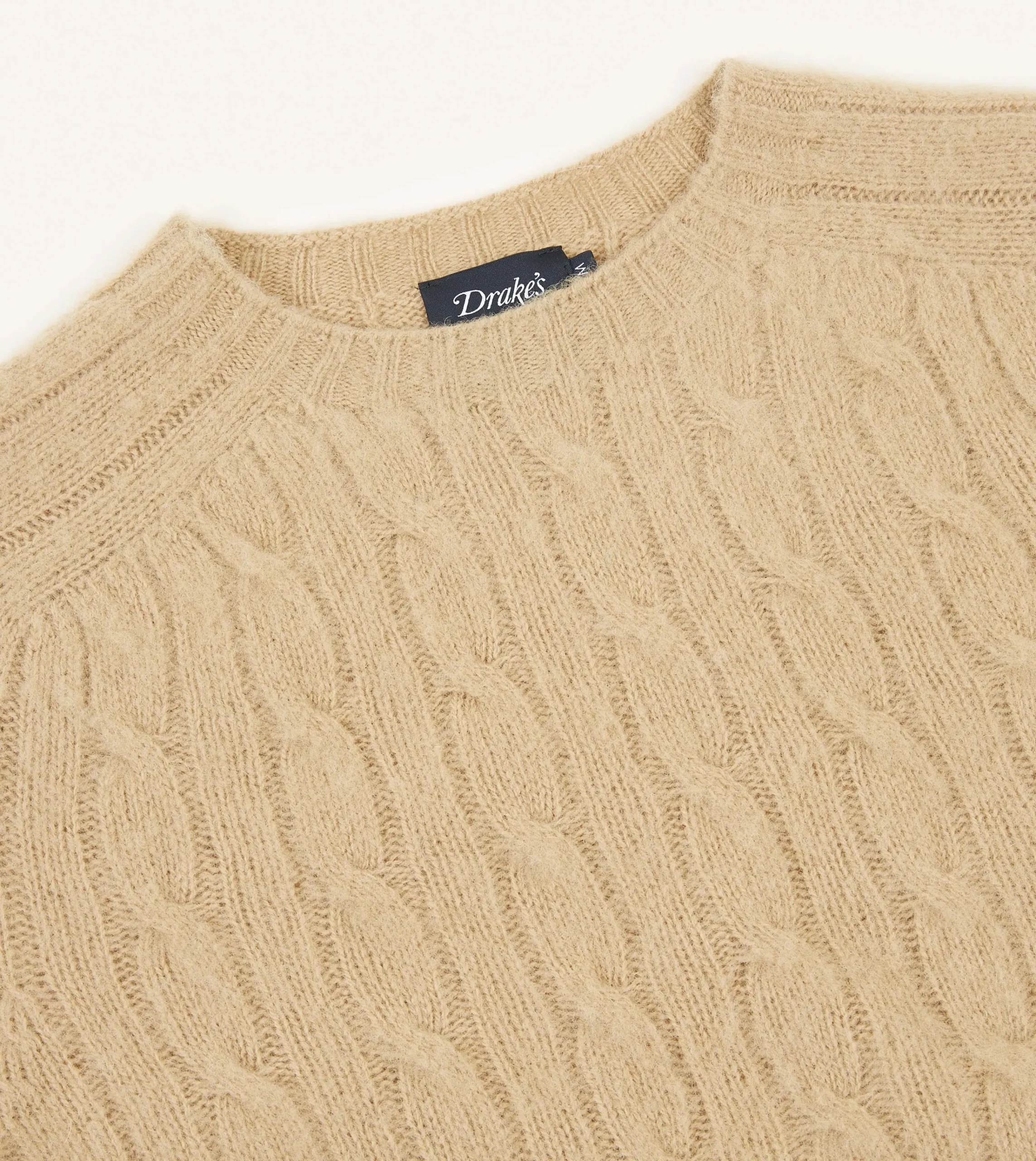 Drake’s Brushed Shetland Cable Knit Crew Neck Jumper