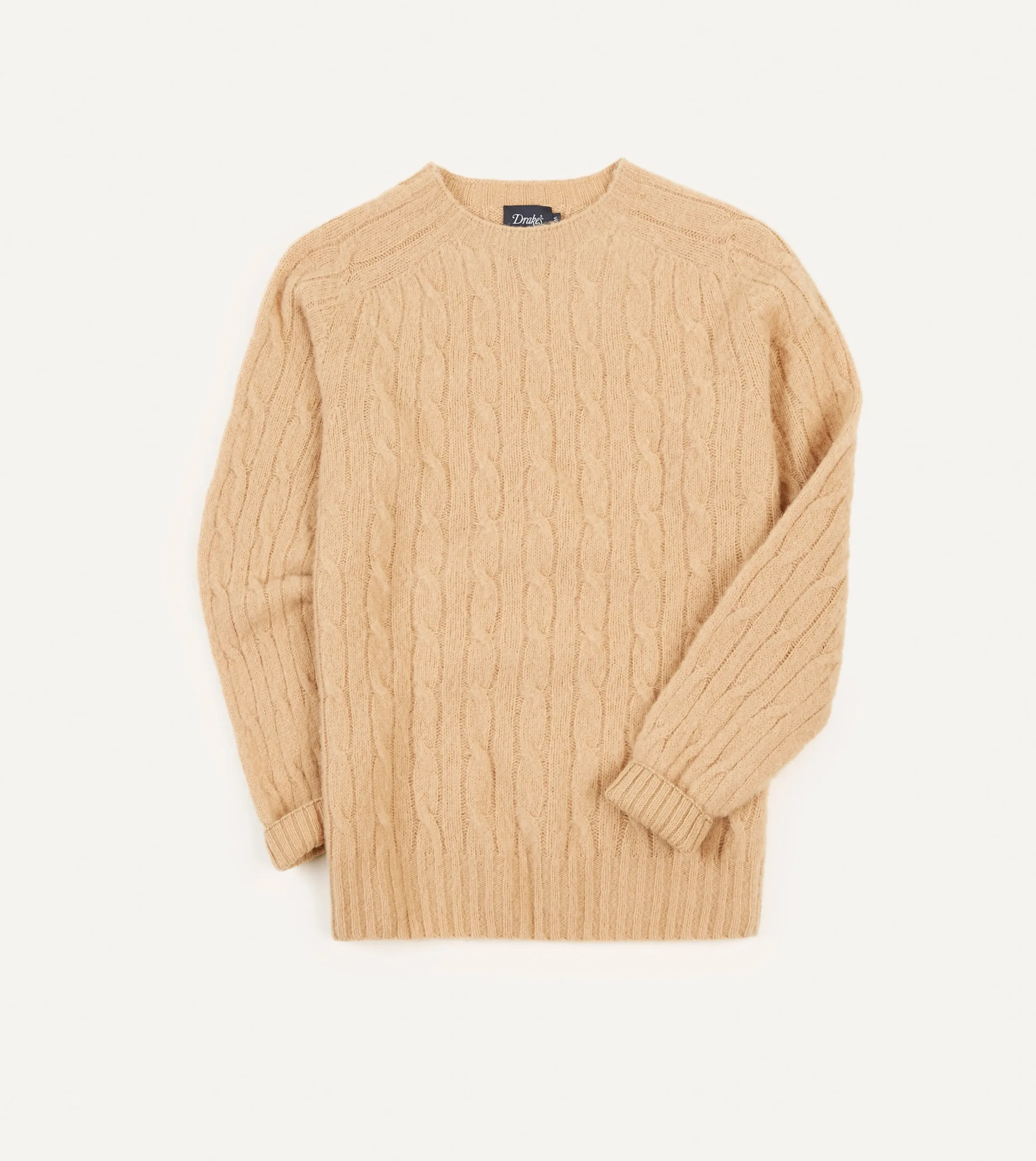Drake’s Brushed Shetland Cable Knit Crew Neck Jumper