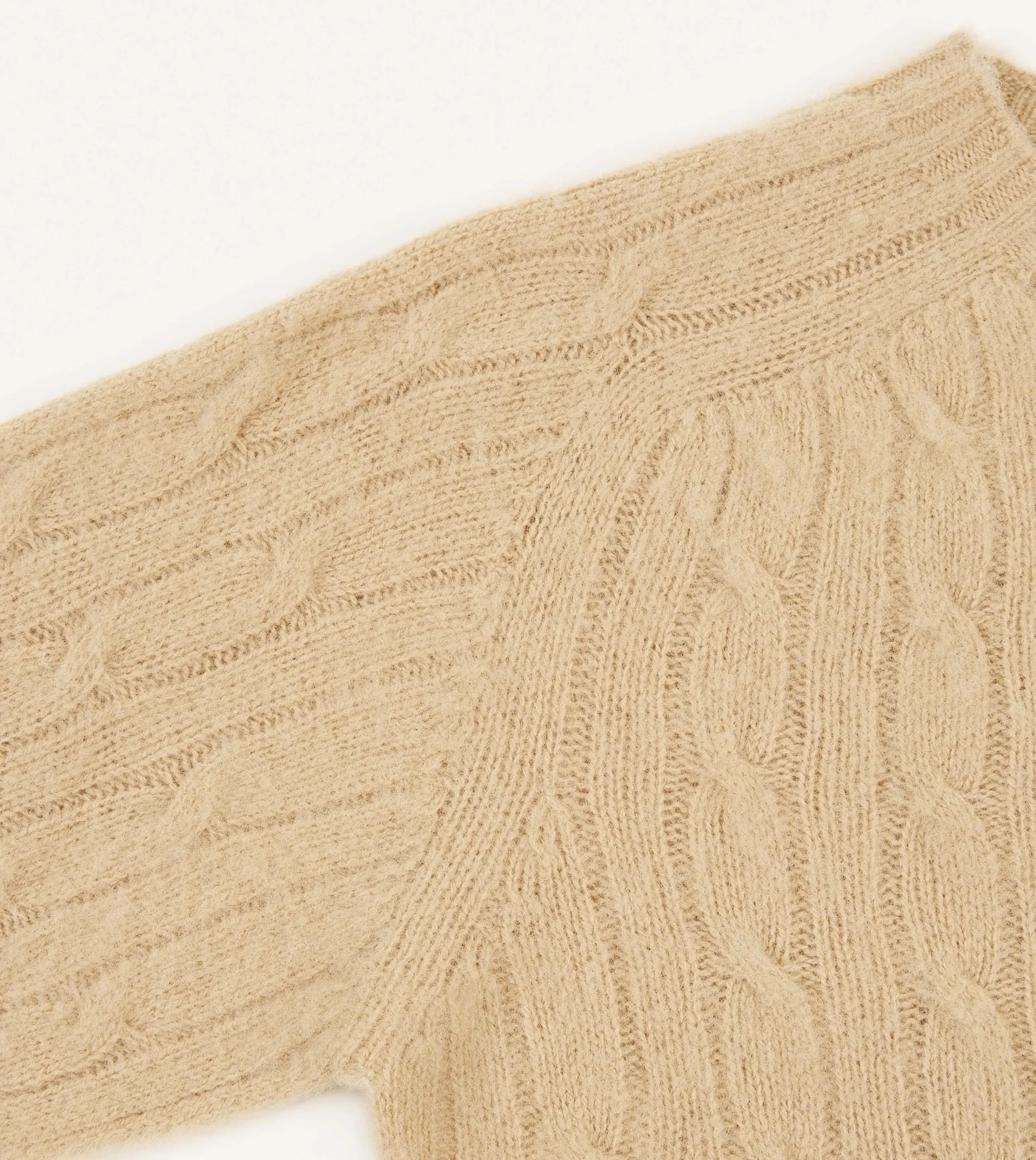 Drake’s Brushed Shetland Cable Knit Crew Neck Jumper