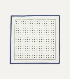 Drake’s White And Green Polka Dot Print Bandana
