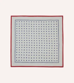 Drake’s White And Navy Polka Dot Print Bandana