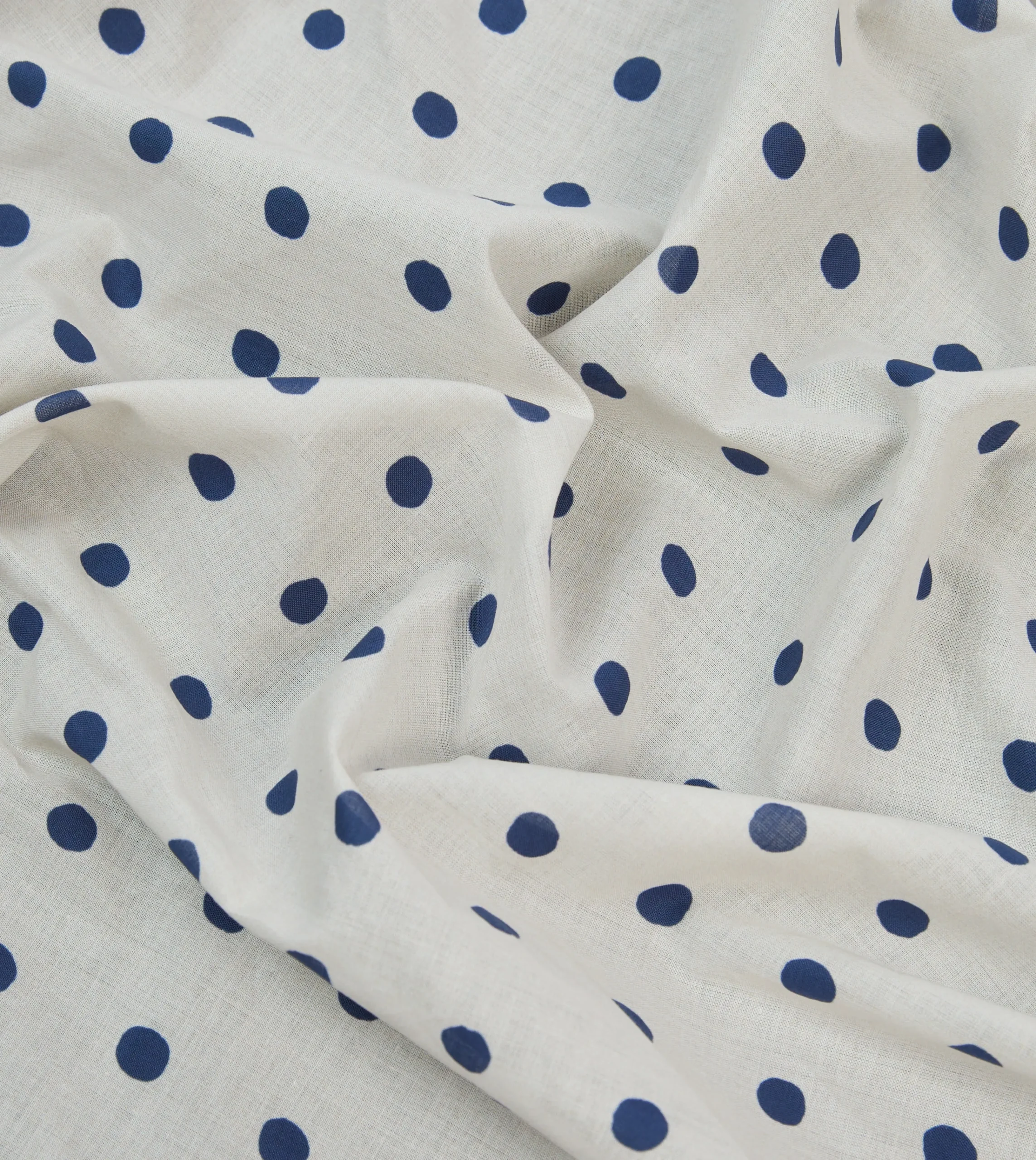Drake’s White And Navy Polka Dot Print Bandana