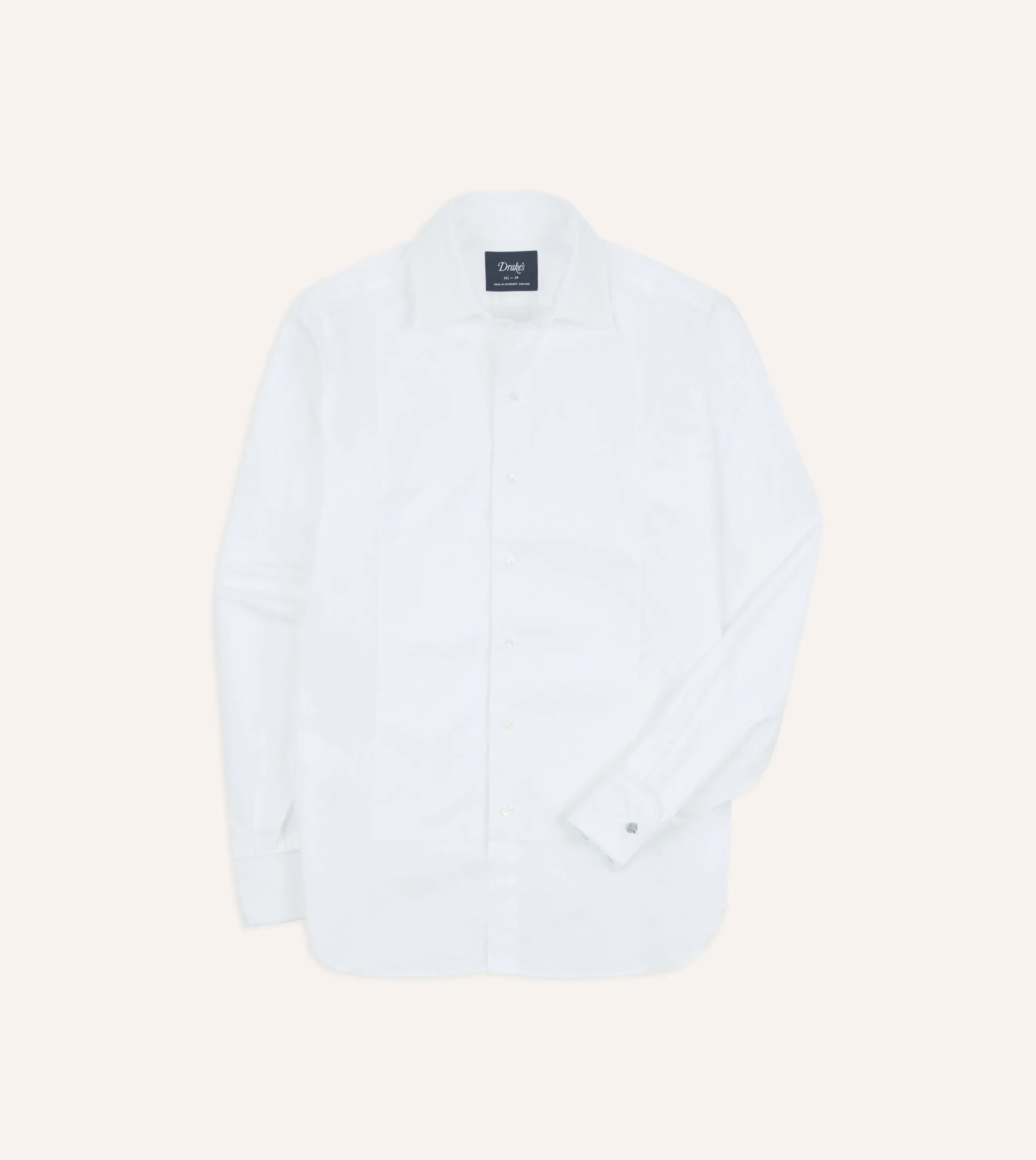 Drake’s White Cotton Bib Front Dinner Shirt