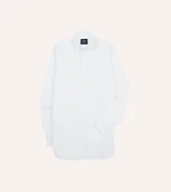 Drake’s White Cotton Pocket Poplin Button-Down Shirt