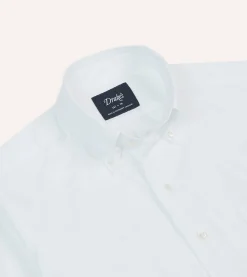 Drake’s White Cotton Pocket Poplin Button-Down Shirt
