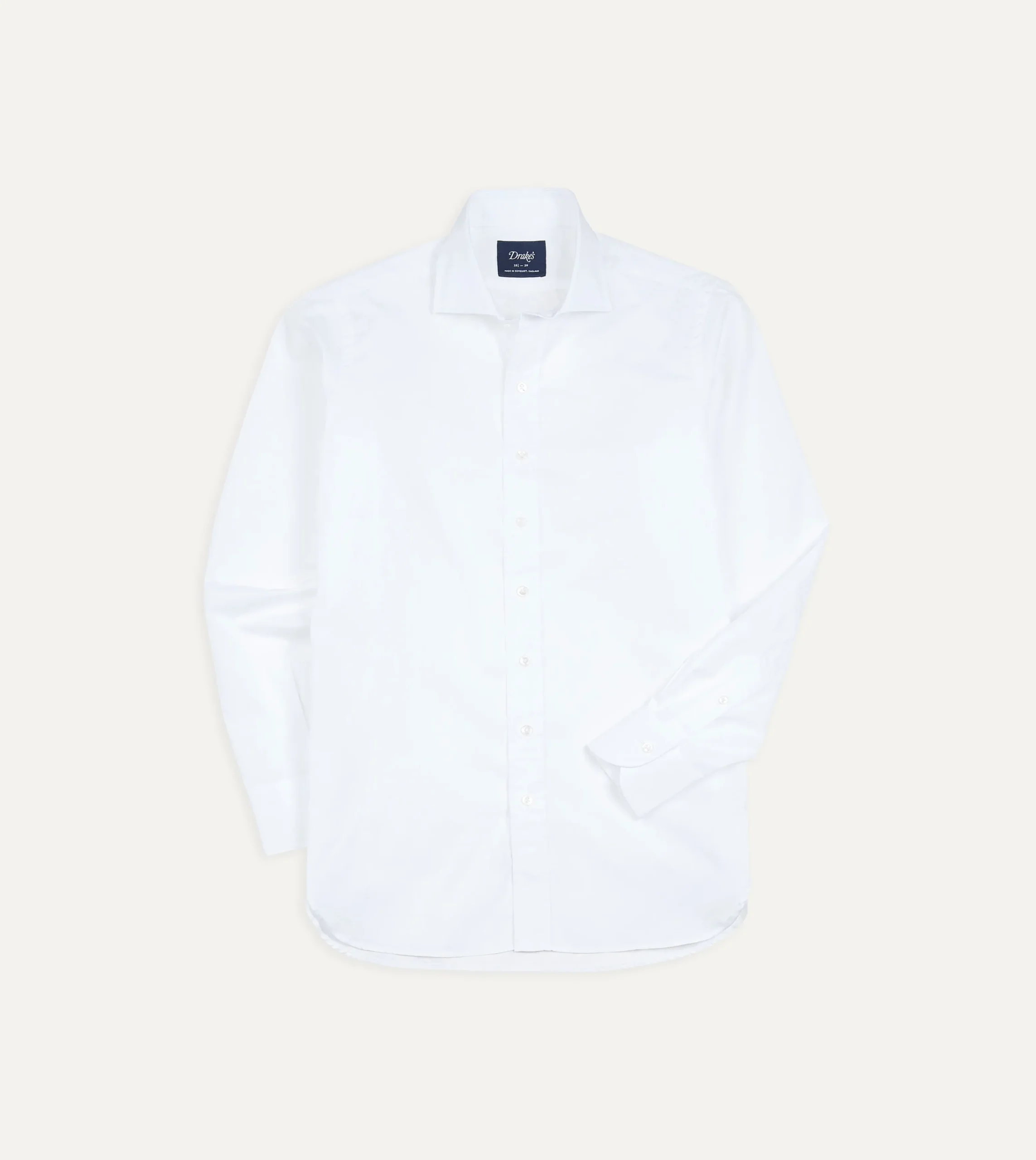 Drake’s White Cotton Spread Collar Poplin Shirt