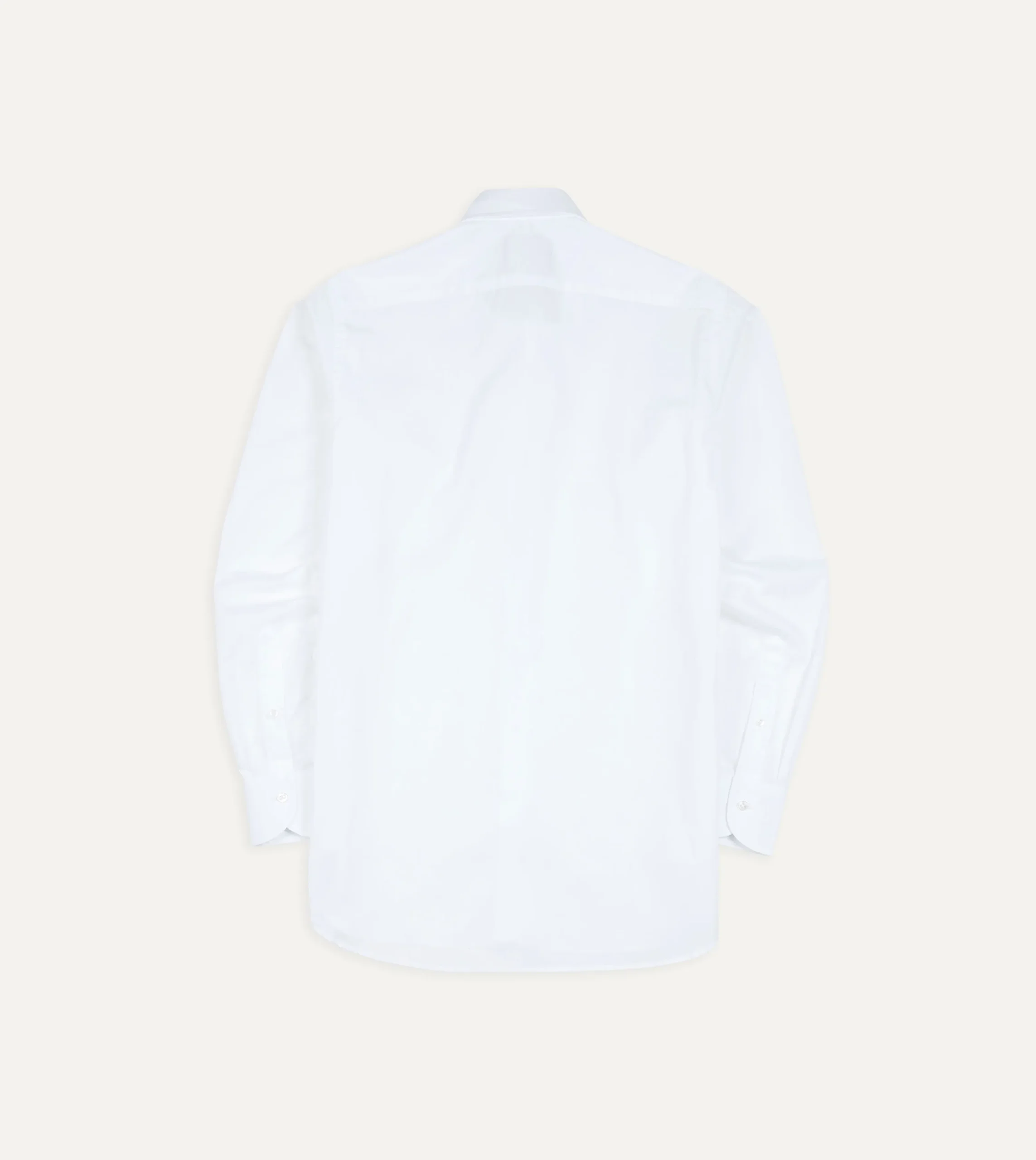 Drake’s White Cotton Spread Collar Poplin Shirt