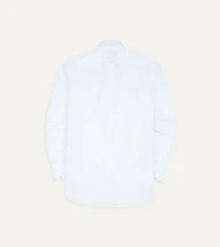 Drake’s White Cotton Spread Collar Poplin Shirt