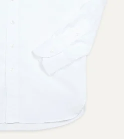 Drake’s White Cotton Spread Collar Poplin Shirt