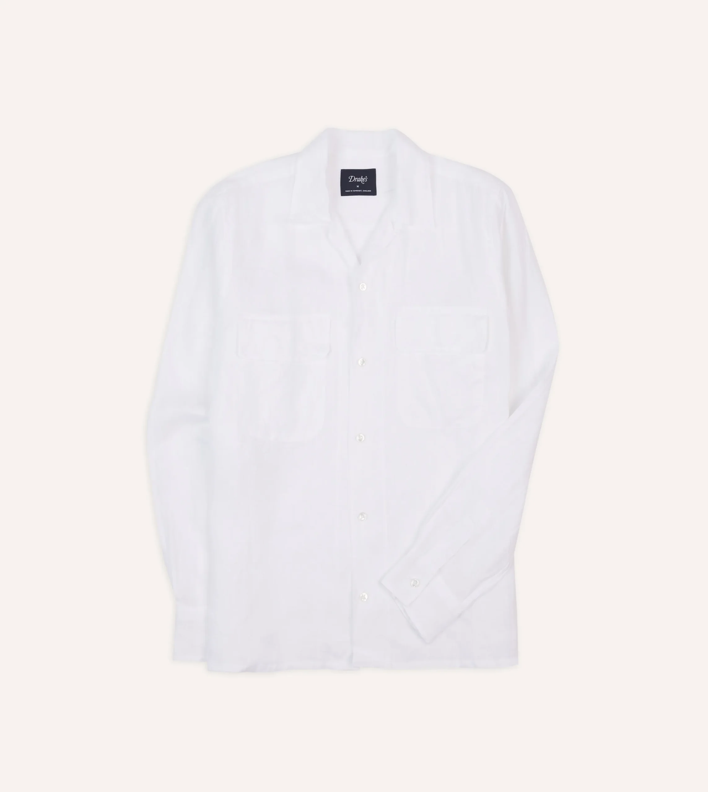 Drake’s Linen Camp Collar Long Sleeve Shirt