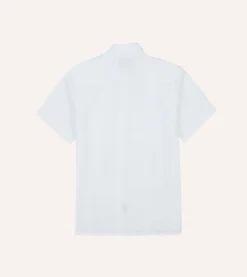 Drake’s White Linen Short Sleeve Cuban Shirt