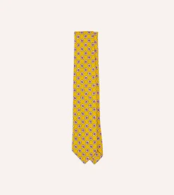 Drake’s Hexagon Tile Print Silk Self-Tipped Tie