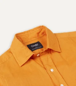 Drake’s Linen Spread Collar Shirt